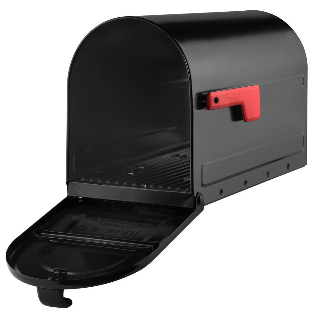 MB2 Post Mount Mailbox Black with Red Flag - Super Arbor
