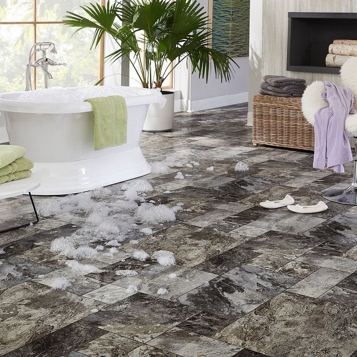 Style Selections Montfort Slate 9.84-mil x 12-ft W Waterproof Cut-to-length Vinyl Sheet Flooring