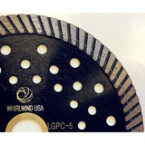 Whirlwind USA 5 in. Turbo Continuous Rim Diamond Blade for Dry or Wet Stone Cutting for Granite