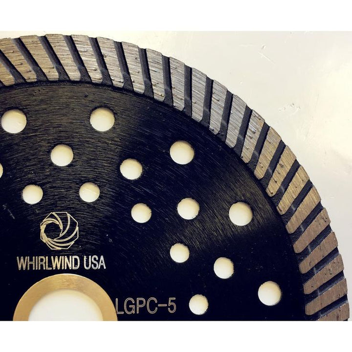 Whirlwind USA 5 in. Turbo Continuous Rim Diamond Blade for Dry or Wet Stone Cutting for Granite