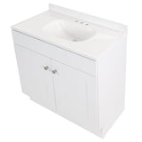 Project Source Dover 30.5-in True White Single Sink Bathroom Vanity with White Cultured Marble Top