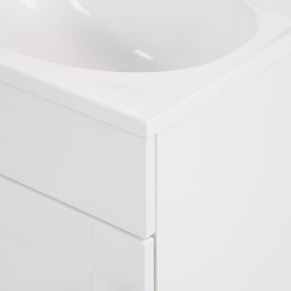 Project Source 24.5-in True White Single Sink Bathroom Vanity with White Cultured Marble Top, Dover Collection