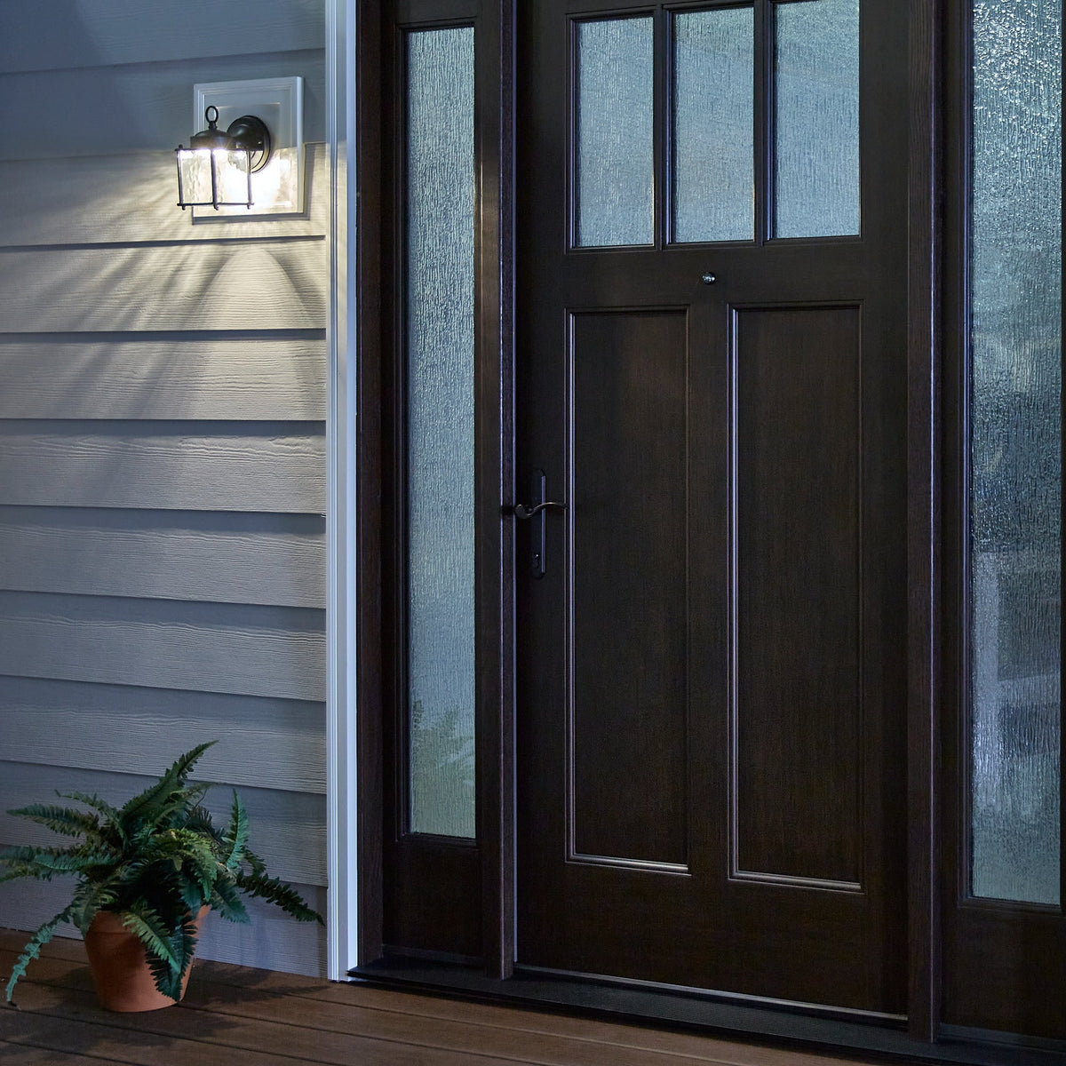 Portfolio Wall Lantern 8.25-in H Black LED Outdoor Wall Light
