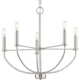 Progress Lighting Leyden 5-Light Brushed Nickel Transitional Chandelier