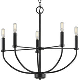 Progress Lighting Leyden 5-Light Matte Black Transitional Chandelier