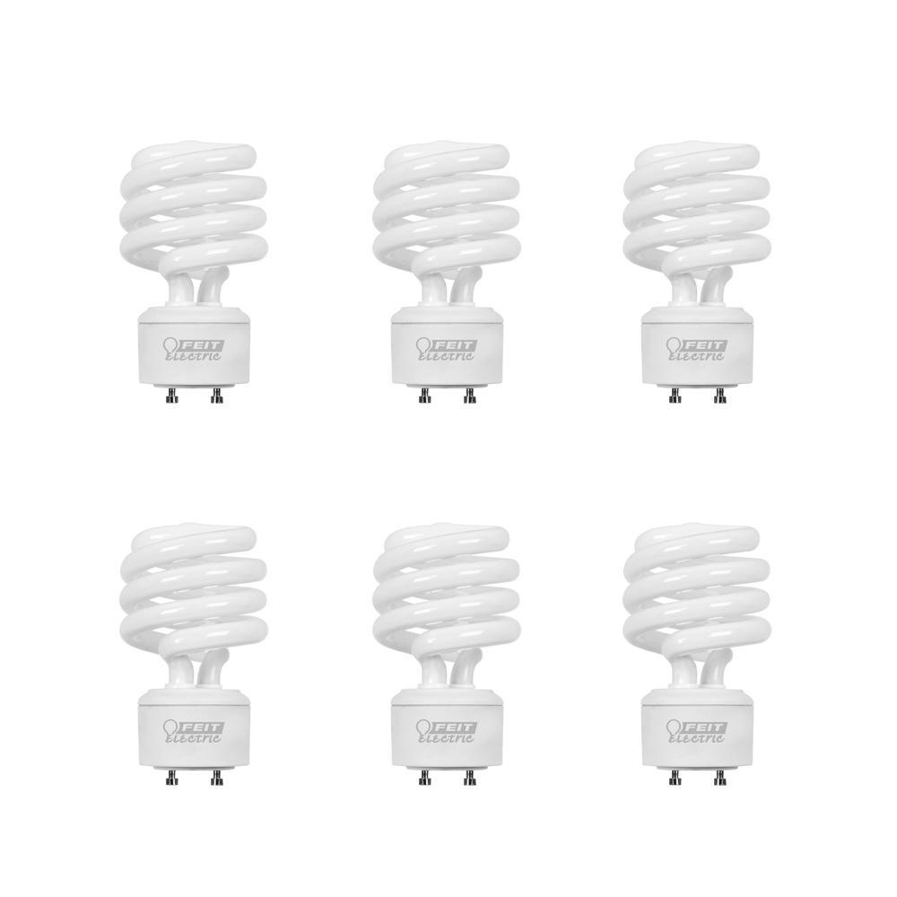 60-Watt Equivalent T3 Spiral Non-Dimmable GU24 Base Compact Fluorescent CFL Light Bulb, Daylight 5000K (2-Pack) - Super Arbor