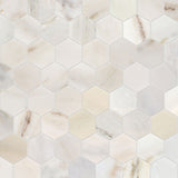 Satori Bianco Perla 12-in x 12-in Polished Natural Stone Look Hexagon Mosaic Floor and Wall Tile (0.96-sq. ft/ Piece)