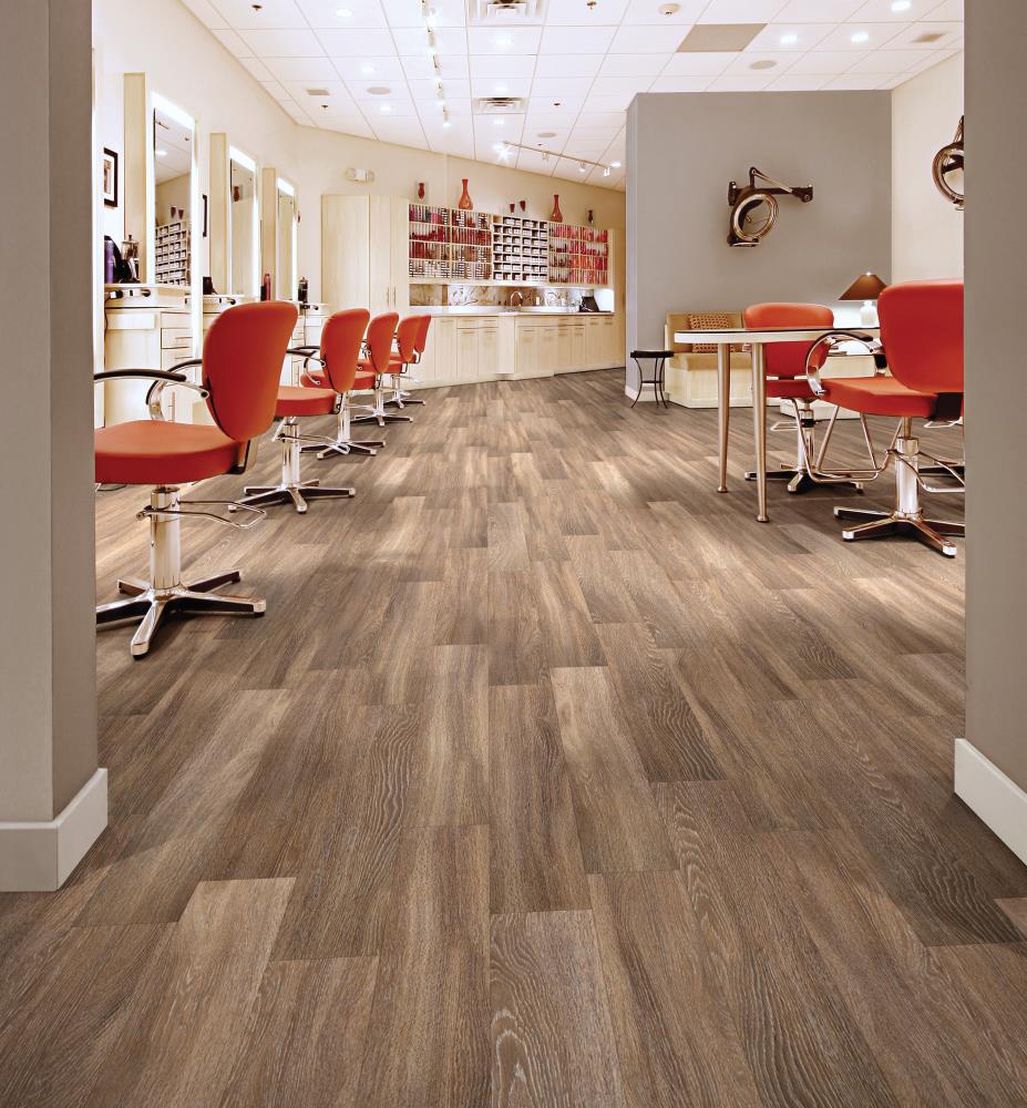 Shaw Perennial Basin Brown 5-mil x 6-in W x 48-in L Waterproof Glue Down Luxury Vinyl Plank Flooring (53.93-sq ft/ Carton)