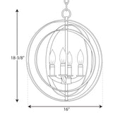 Progress Lighting Equinox 4-Light Polished Nickel Coastal Globe Medium Hanging Pendant Light