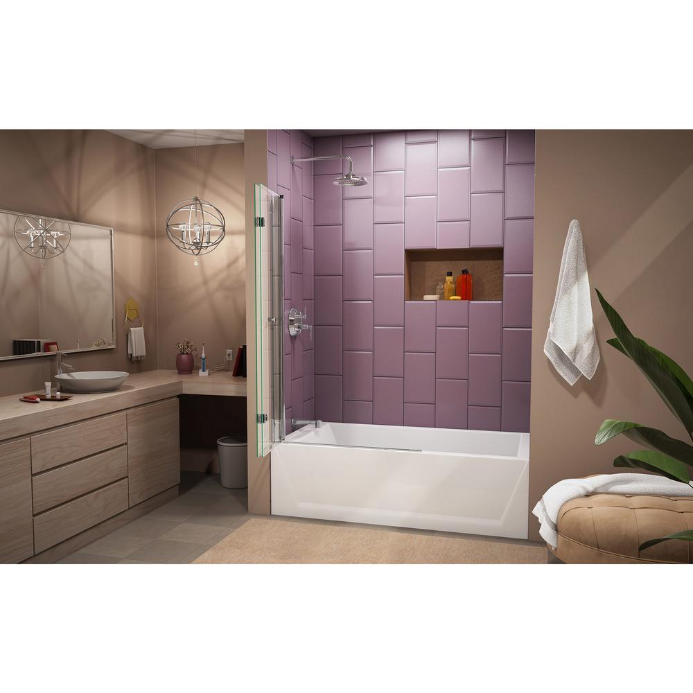 Aqua Fold 36 in. x 58 in. Frameless Hinged Tub Door in Chrome - Super Arbor