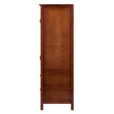 Winsome Wood Brooke Transitional Walnut Wood Curio Cabinet with 2 Drawers and 1 Door