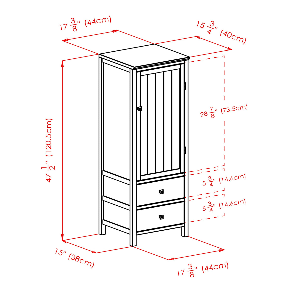 Winsome Wood Brooke Transitional Walnut Wood Curio Cabinet with 2 Drawers and 1 Door