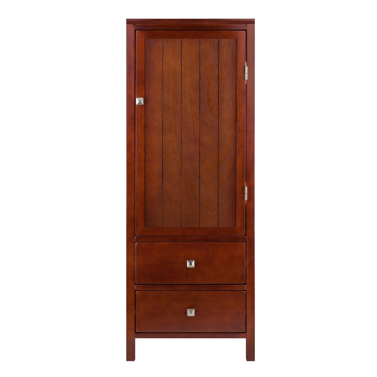 Winsome Wood Brooke Transitional Walnut Wood Curio Cabinet with 2 Drawers and 1 Door
