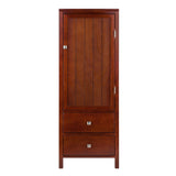 Winsome Wood Brooke Transitional Walnut Wood Curio Cabinet with 2 Drawers and 1 Door