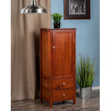 Winsome Wood Brooke Transitional Walnut Wood Curio Cabinet with 2 Drawers and 1 Door