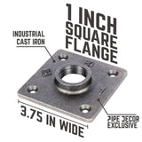 1 in. x 1 ft. L Black Pipe Table Leg Kit with Square Flange (Set of 4)