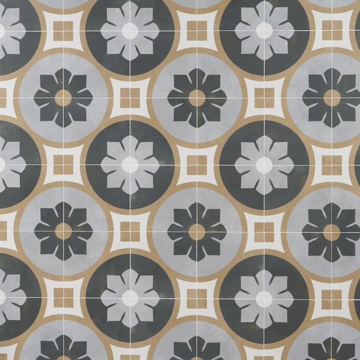 Artmore Tile Agave Bloom Green 9-in x 9-in Matte Porcelain Encaustic Floor and Wall Tile product image
