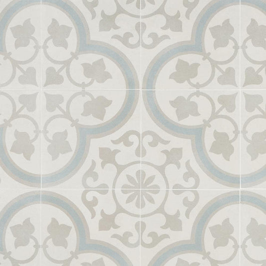 Artmore Tile Agave Silver Ornate 9-in x 9-in Matte Porcelain Encaustic Floor and Wall Tile product image