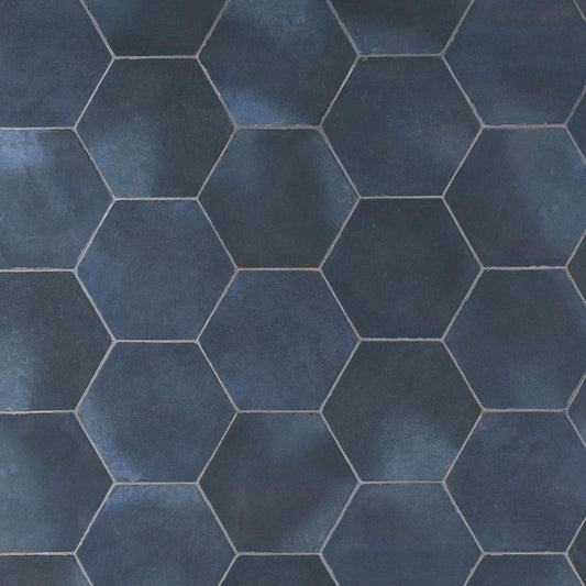 Artmore Tile Coastal Hex Marino Blue 6-in x 6-in Matte Porcelain Encaustic Hexagon 5.38-sq ft Carton ) product image