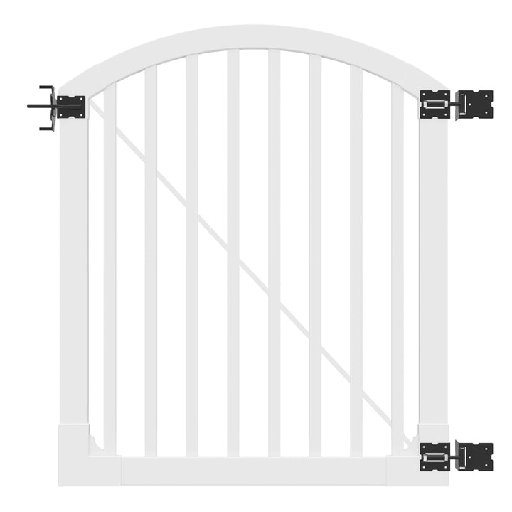 WamBam Fence Traditional Yard and Pool Fence Gate 4-ft H x 4-ft W White Vinyl Half Moon Fence Gate (Unassembled)