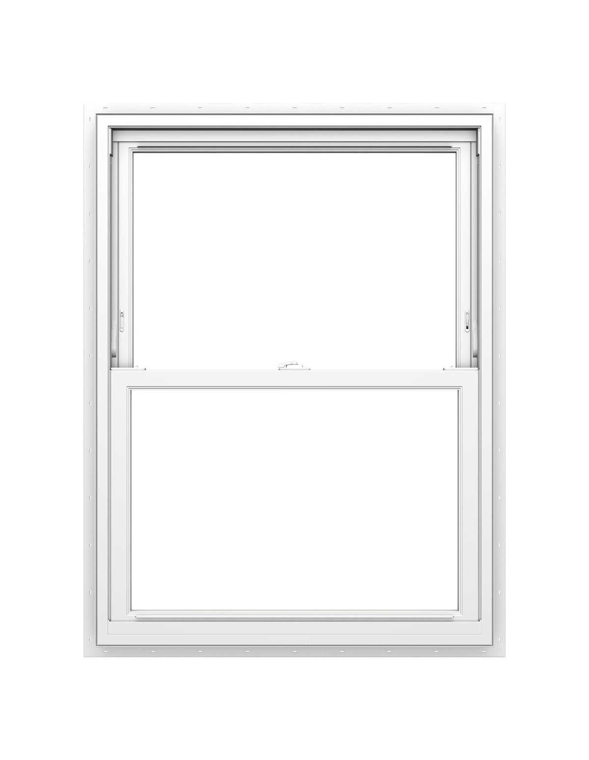 Pella 150 Series New Construction 27-1/2-in x 53-1/2-in White Vinyl Low-E Argon Double-Hung Window, Full Screen Included