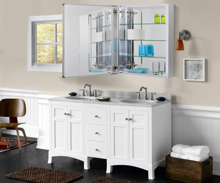 Utopia Alley 24-in x 30-in Surface/Recessed Mount Chrome Mirrored Soft Close Medicine Cabinet