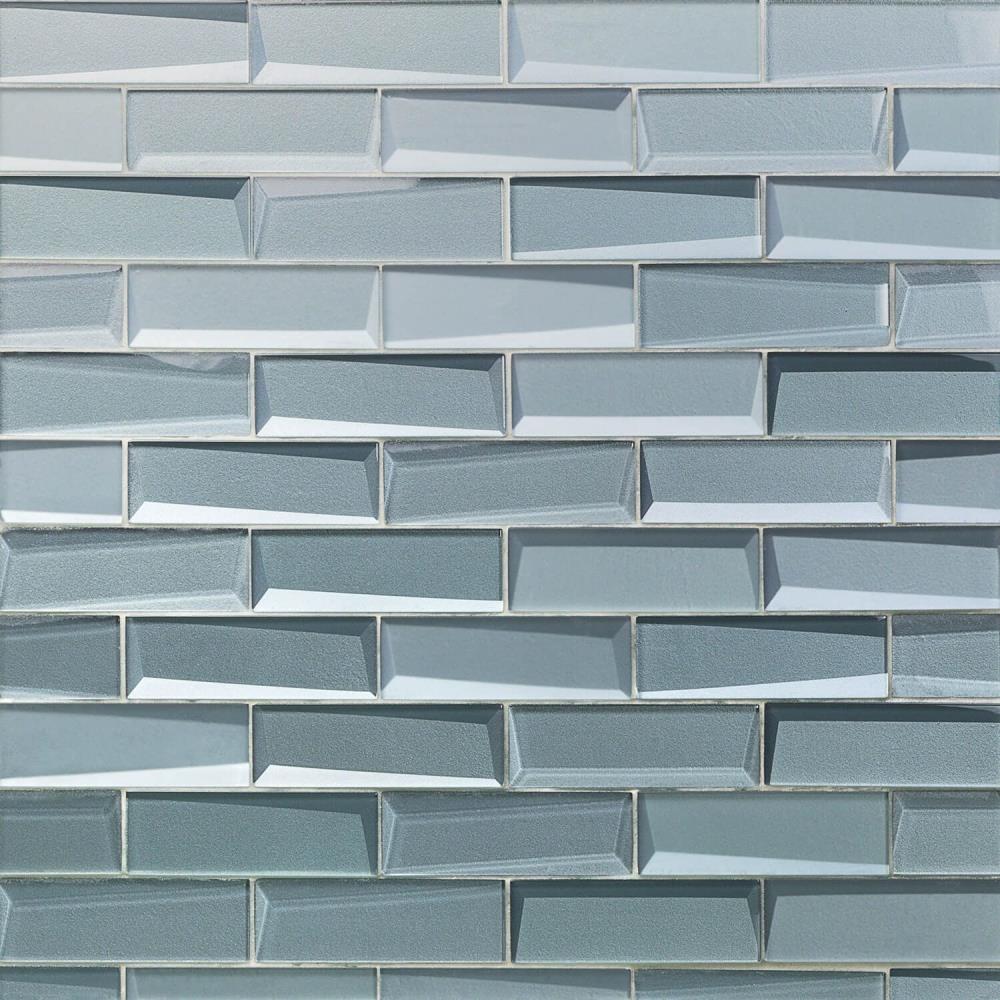 Artmore Tile Heckler Slate 12-in x 12-in Polished Glass Brick look Mosaic Wall Tile product image