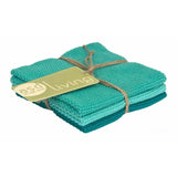 Knitted Set of 6 Kitchen Dishcloths, Leaf Green