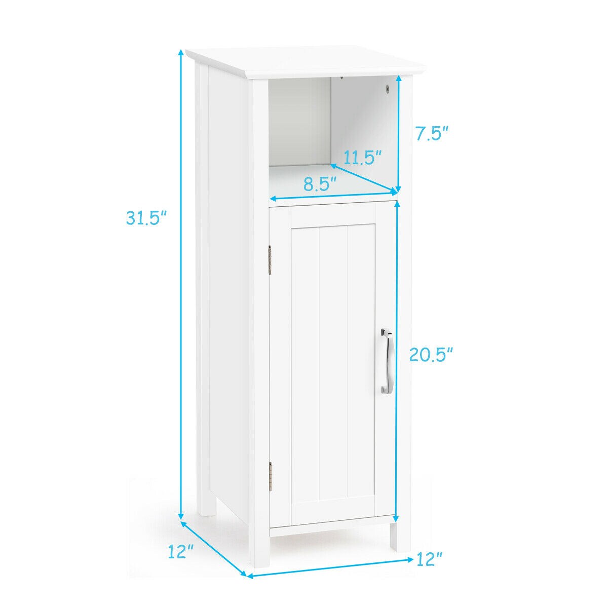 WELLFOR 12-in x 31.5-in x 12-in White Freestanding Corner Linen Cabinet