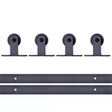 Top Mount 144 in. Matte Black Double Track Barn Door Hardware Kit - Super Arbor