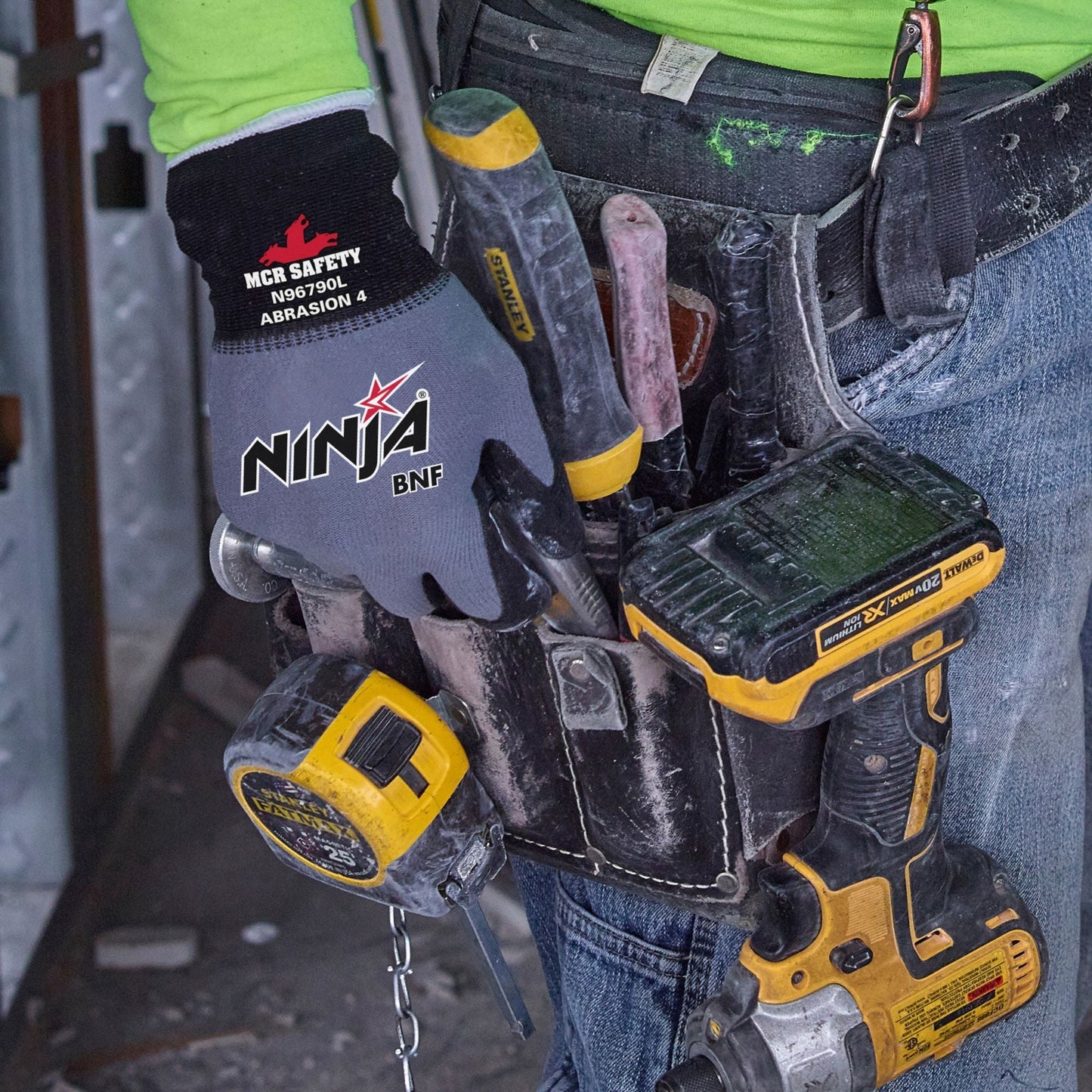 MCR SAFETY Ninja N96790 Coated Gloves - Medium, Sandy Foam Nitrile Palm