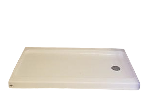 ShowerCast Plus 60 in. x 32 in. Single Threshold Shower Pan in White with Right Drain