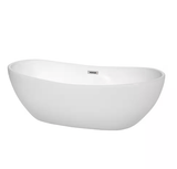 Rebecca 69.6 in. Acrylic Flatbottom Non-Whirlpool Bathtub in White with Brushed Nickel Trim