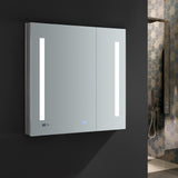 Tiempo 30 in. W x 30 in. H Recessed or Surface Mount Medicine Cabinet with LED Lighting and Mirror Defogger - Super Arbor
