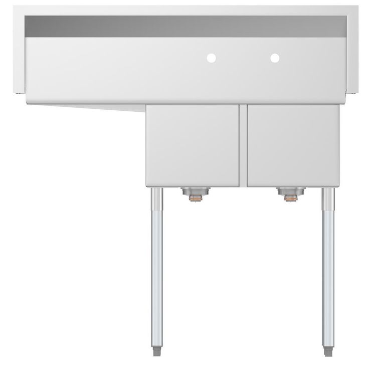 Freestanding Stainless Steel 43 in. 2-Hole Double Bowl Commercial Kitchen Sink