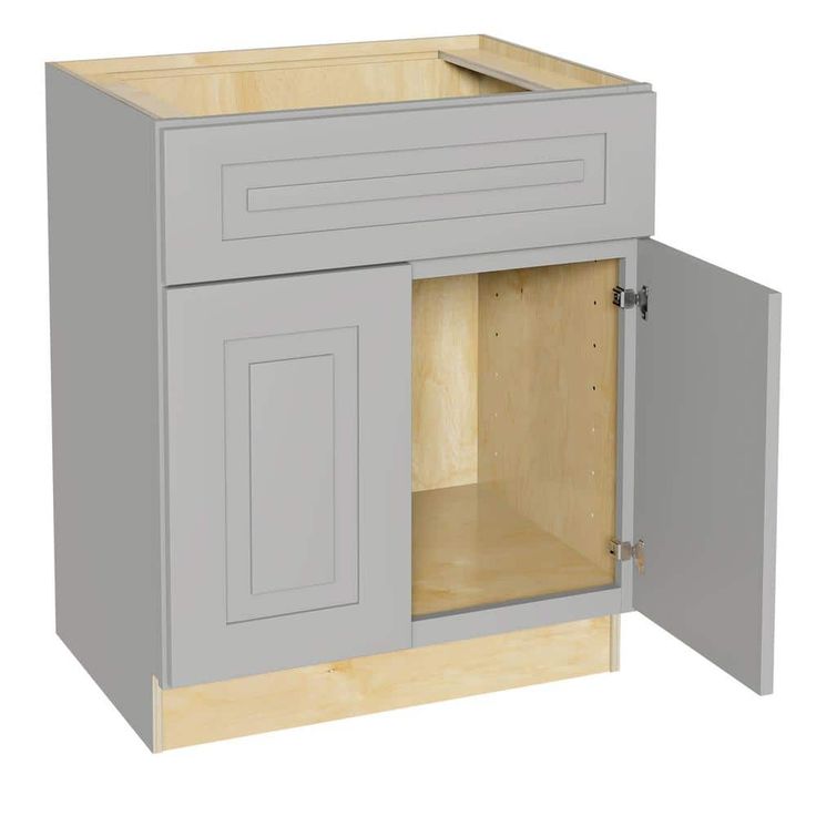 Home Decorators Collection Grayson 30 in. W x 24 in. D x 34.5 in. H Assembled Plywood Sink Base Kitchen Cabinet in Pearl Gray with Soft Close