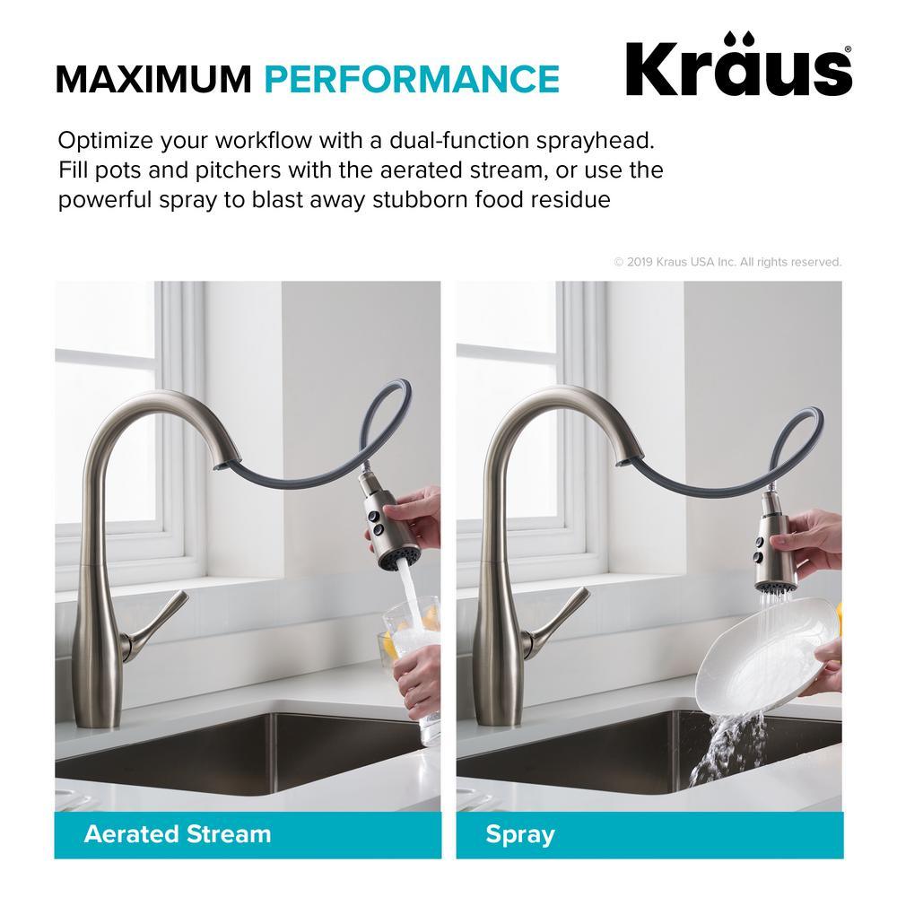Esina Single-Handle Pull-Down Sprayer Kitchen Faucet with Dual Function Sprayhead in All-Brite Spot Free Stainless Steel - Super Arbor