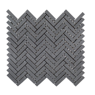 Jeffrey Court Basalt Herringbone Gray 11 in. x 10 in. x 8 mm Honed Basalt Mosaic Wall/Floor Tile - Super Arbor