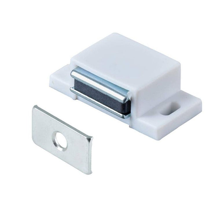 11 lbs. Magnetic Catch with Counter Plate, White (1-pack)
