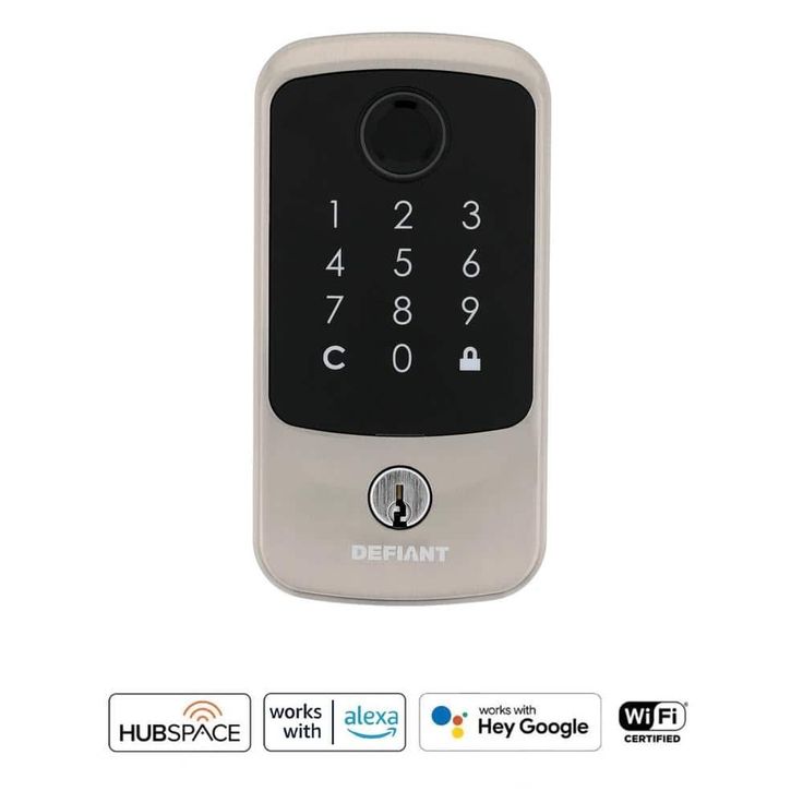 Defiant Hubspace Satin Nickel Square Biometric Fingerprint Electronic Touchpad Deadbolt