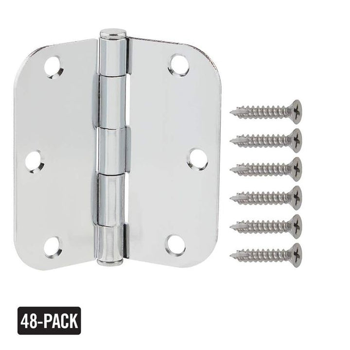3-1/2 in. x 5/8 in. Radius Chrome Door Hinge Value Pack (48-Pack)