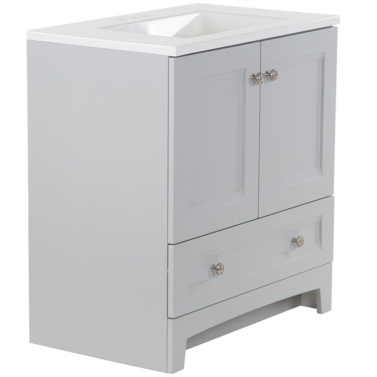 Delridge 30 in. W x 19 in. D Bath Vanity in Pearl Gray with Cultured Marble Vanity Top in White with White Sink
