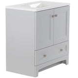 Delridge 30 in. W x 19 in. D Bath Vanity in Pearl Gray with Cultured Marble Vanity Top in White with White Sink