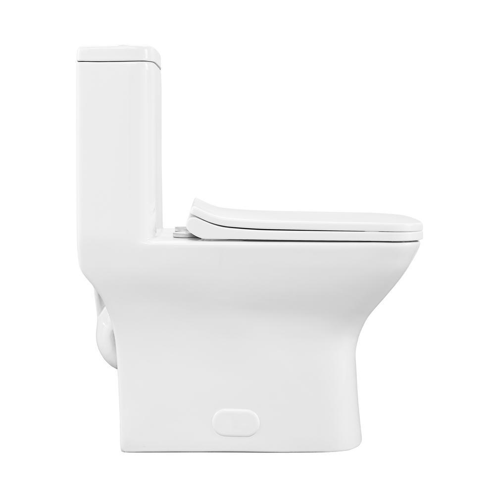 Carre 1-Piece 0.8/1.28 GPF Dual Flush Square Toilet in White, Seat Included - Super Arbor