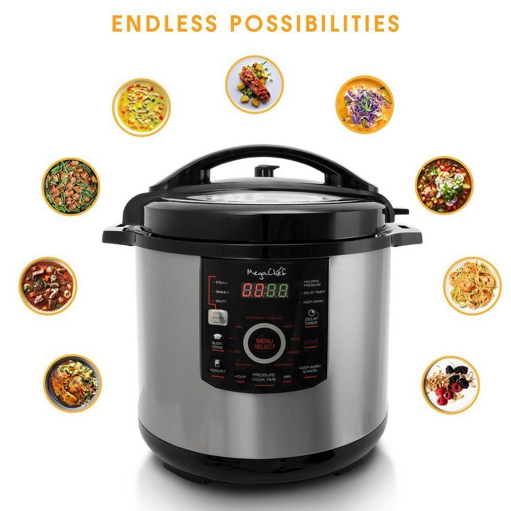 12 Qt. Black and Silver Electric Pressure Cooker with Automatic Shut-Off and Keep Warm Setting
