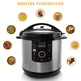 12 Qt. Black and Silver Electric Pressure Cooker with Automatic Shut-Off and Keep Warm Setting