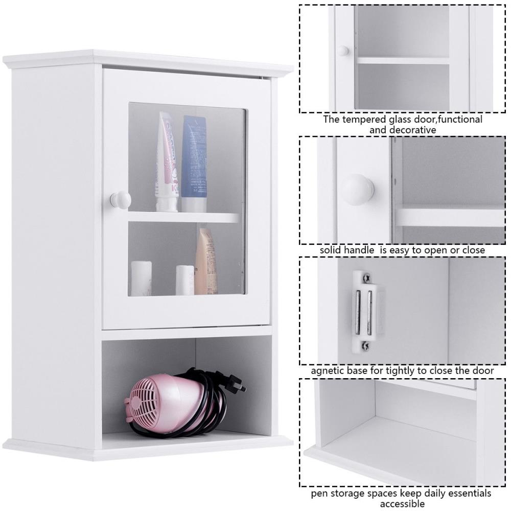WELLFOR CY bathroom cabinet 14-in x 20-in x 7-in White Bathroom Wall Cabinet