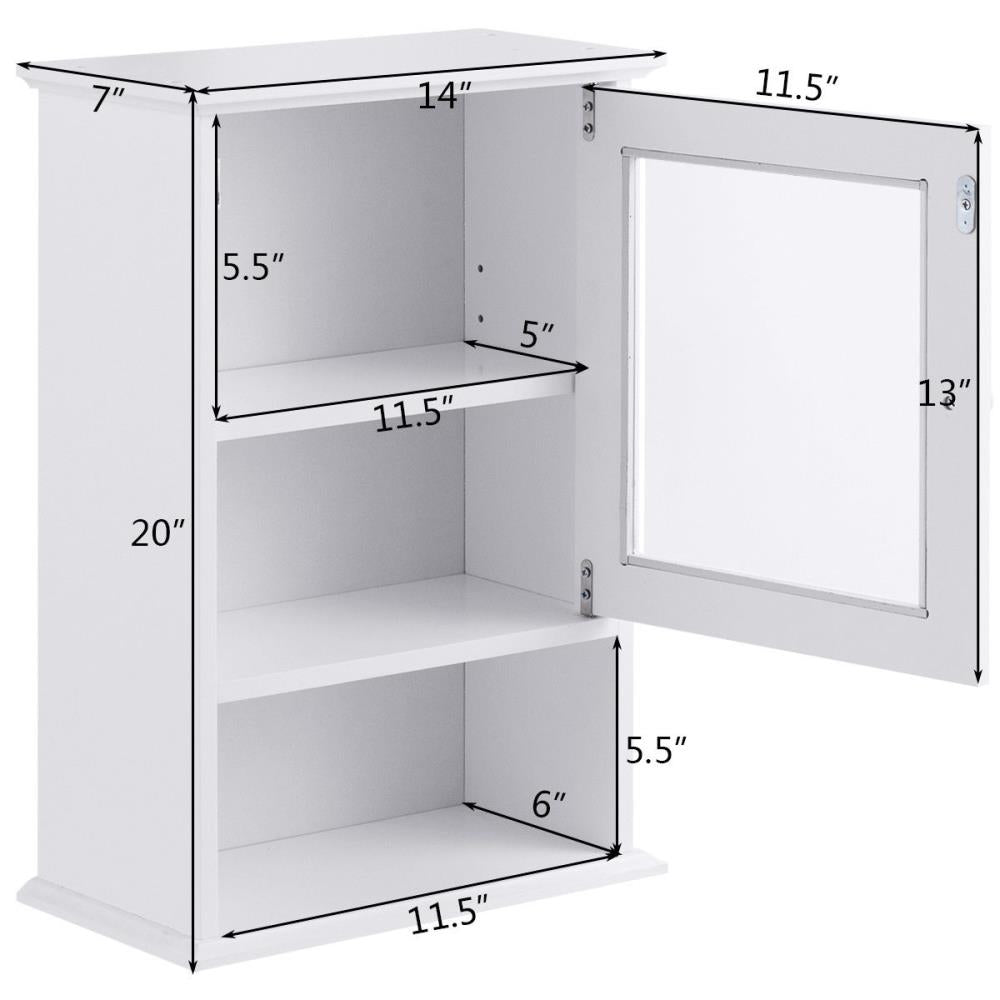 WELLFOR CY bathroom cabinet 14-in x 20-in x 7-in White Bathroom Wall Cabinet