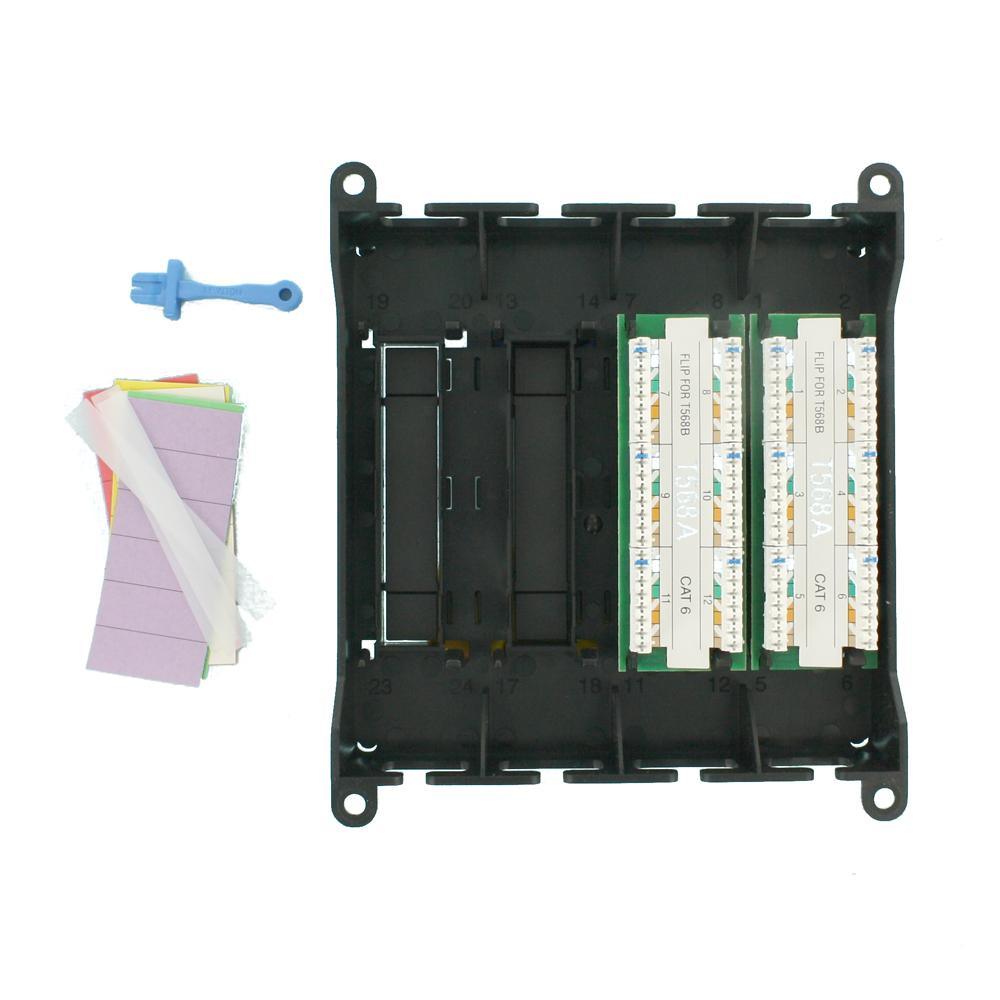 Structured Media Twist & Mount Patch Panel with 12 Cat 6 Ports - Black - Super Arbor