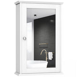 WELLFOR CY 13.5-in x 21-in Surface Mount White Mirrored Medicine Cabinet